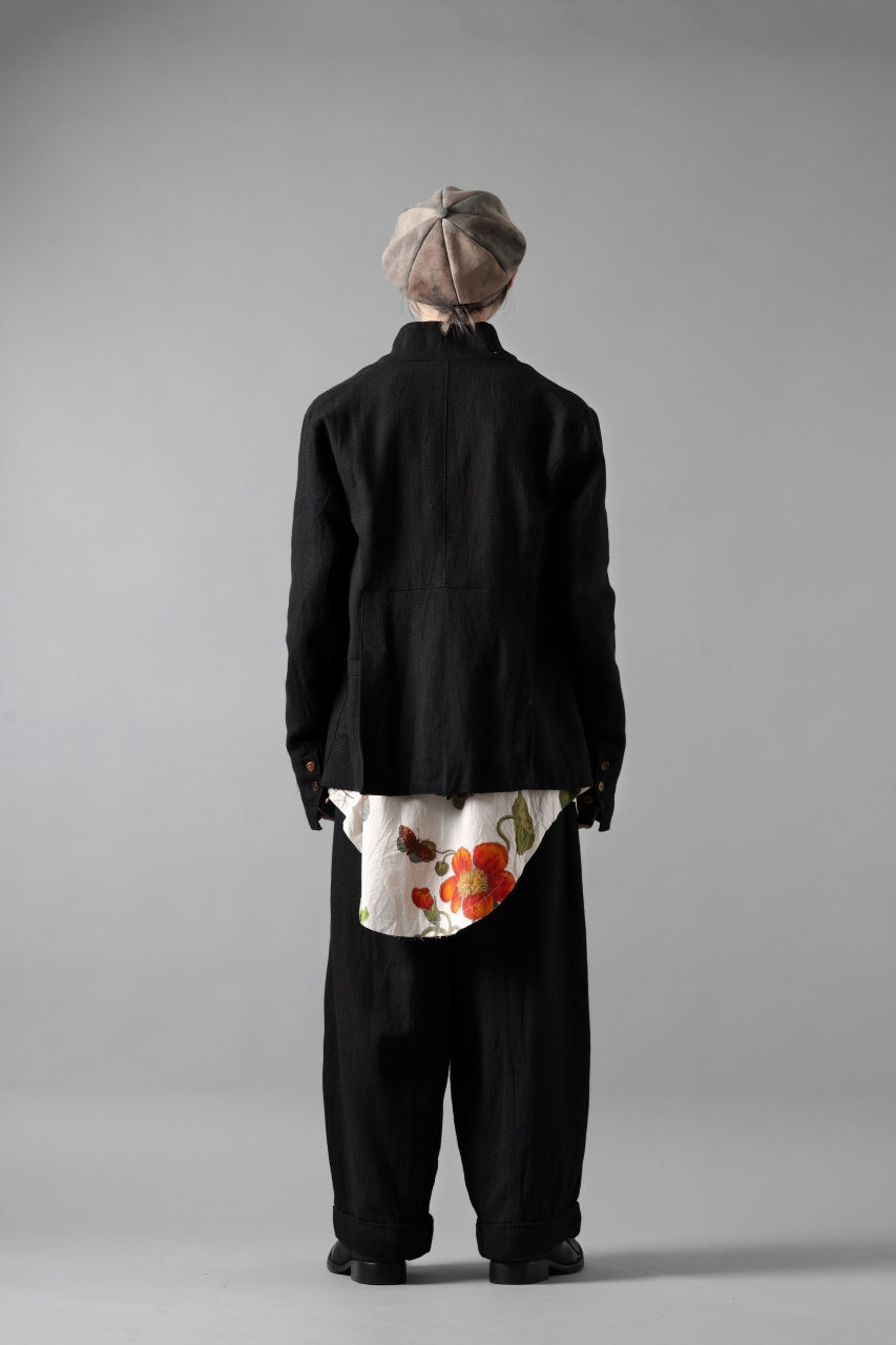 画像をギャラリービューアに読み込む, Aleksandr Manamis Wide Tapered Ankle Pant / Mesh Linen (BLACK)