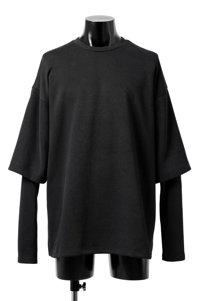 画像をギャラリービューアに読み込む, A.F ARTEFACT LAYERED SLEEVE TOP / COPE KNIT JERSEY (BLACK)