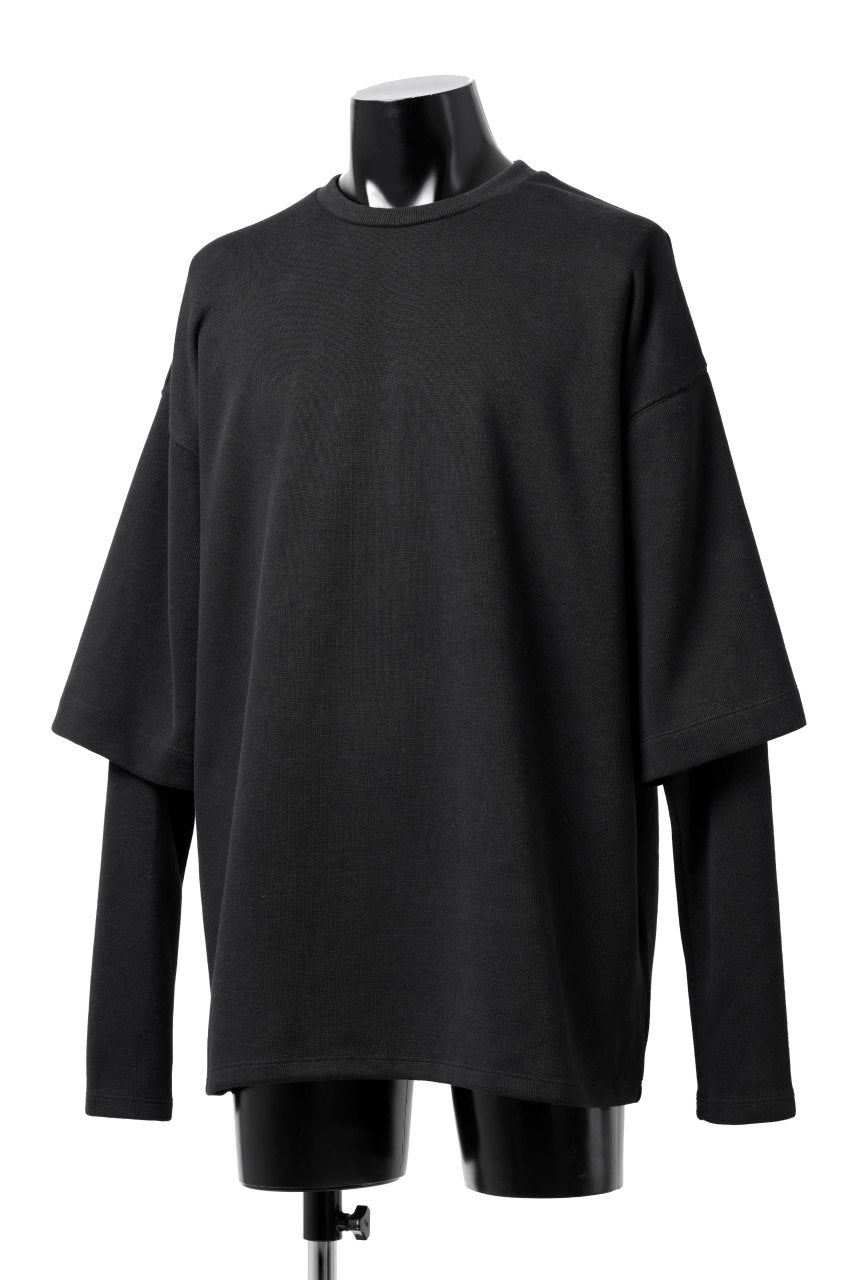 画像をギャラリービューアに読み込む, A.F ARTEFACT LAYERED SLEEVE TOP / COPE KNIT JERSEY (BLACK)