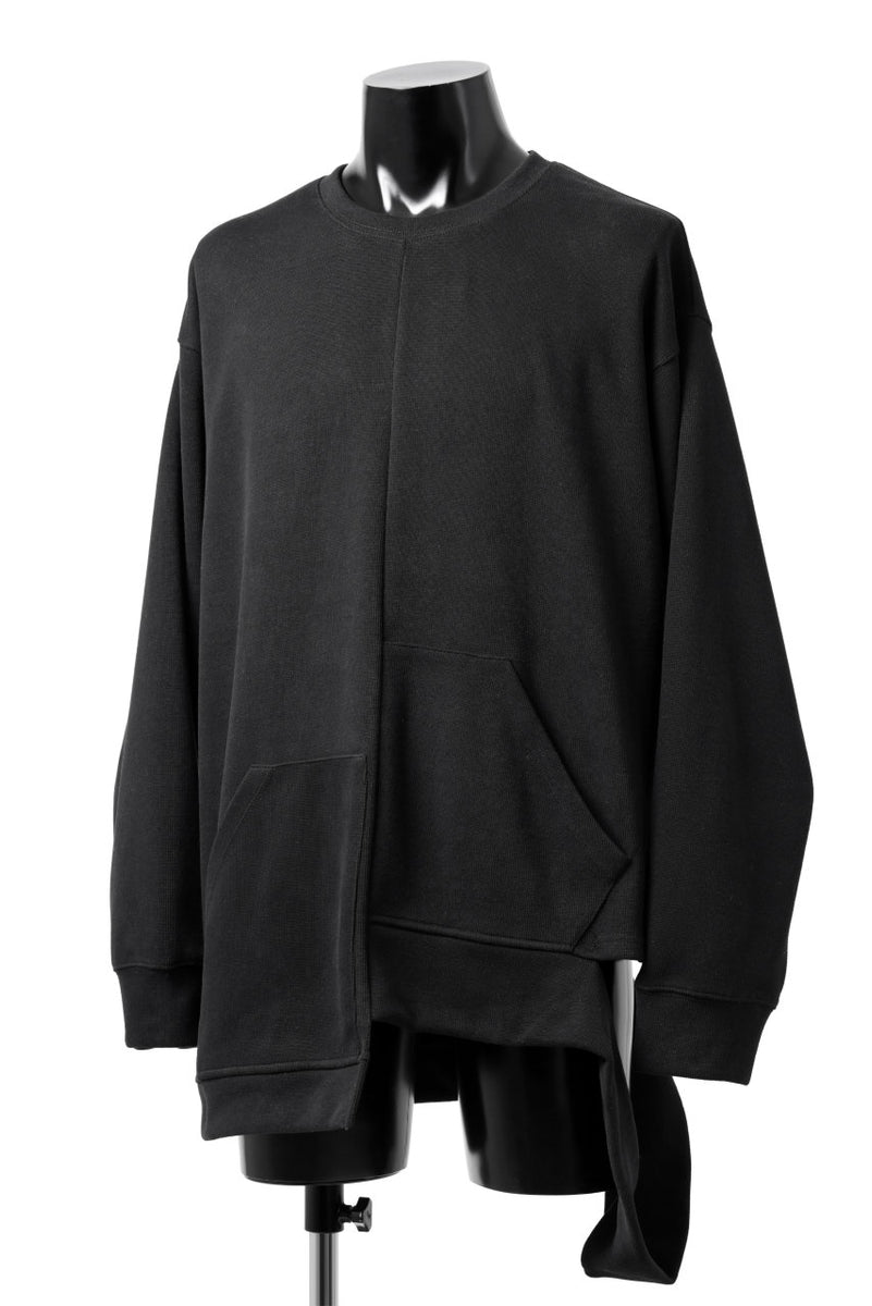 A.F ARTEFACT ASYMMETRY LOOP HEM TOP / COPE KNIT JERSEY (BLACK)の