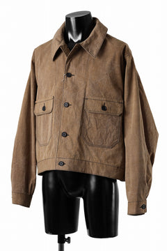 Load image into Gallery viewer, KLASICA VOLT (ND ver.) FRENCH ELECTRICIAN WORK JACKET / NATURAL DYED COTTON x SILK WEATHER (KAKI BROWN)