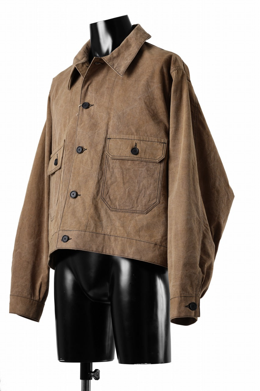 Load image into Gallery viewer, KLASICA VOLT (ND ver.) FRENCH ELECTRICIAN WORK JACKET / NATURAL DYED COTTON x SILK WEATHER (KAKI BROWN)