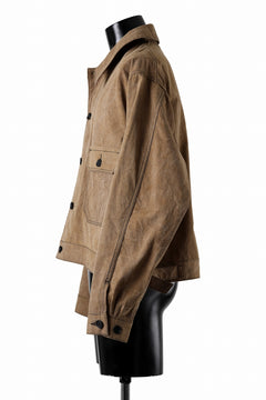 Load image into Gallery viewer, KLASICA VOLT (ND ver.) FRENCH ELECTRICIAN WORK JACKET / NATURAL DYED COTTON x SILK WEATHER (KAKI BROWN)