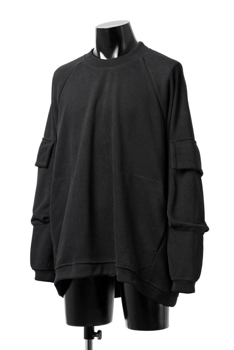 A.F ARTEFACT FLAP POCKET RAGLAN TOP / COPE KNIT JERSEY (BLACK)の