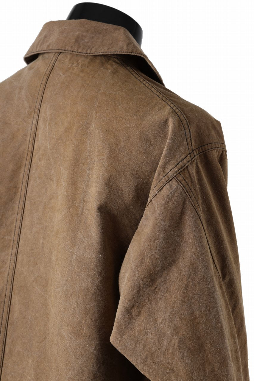 Load image into Gallery viewer, KLASICA VOLT (ND ver.) FRENCH ELECTRICIAN WORK JACKET / NATURAL DYED COTTON x SILK WEATHER (KAKI BROWN)