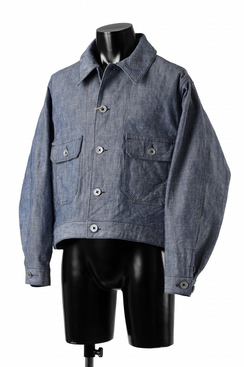 Load image into Gallery viewer, KLASICA VOLT (DS ver.) FRENCH ELECTRICIAN WORK JACKET / DEAD STOCK  HEAVY DUNGAREE (OLD BLUE)