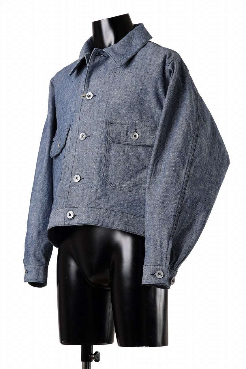 Load image into Gallery viewer, KLASICA VOLT (DS ver.) FRENCH ELECTRICIAN WORK JACKET / DEAD STOCK  HEAVY DUNGAREE (OLD BLUE)