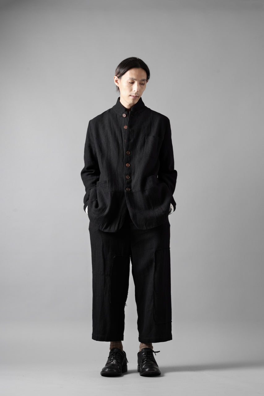 画像をギャラリービューアに読み込む, Aleksandr Manamis exclusive Bias Front Cropped Pant / Mesh Linen (BLACK)