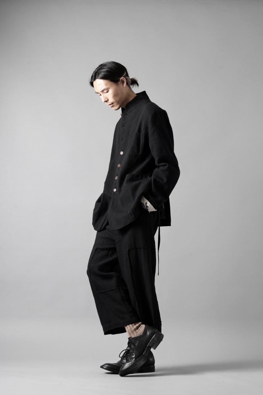 画像をギャラリービューアに読み込む, Aleksandr Manamis exclusive 19IEME Stand Collar Jacket / Mesh Linen (BLACK)
