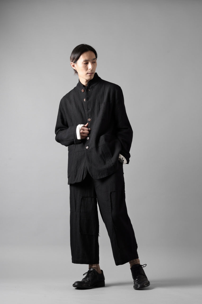 画像をギャラリービューアに読み込む, Aleksandr Manamis exclusive 19IEME Stand Collar Jacket / Mesh Linen (BLACK)
