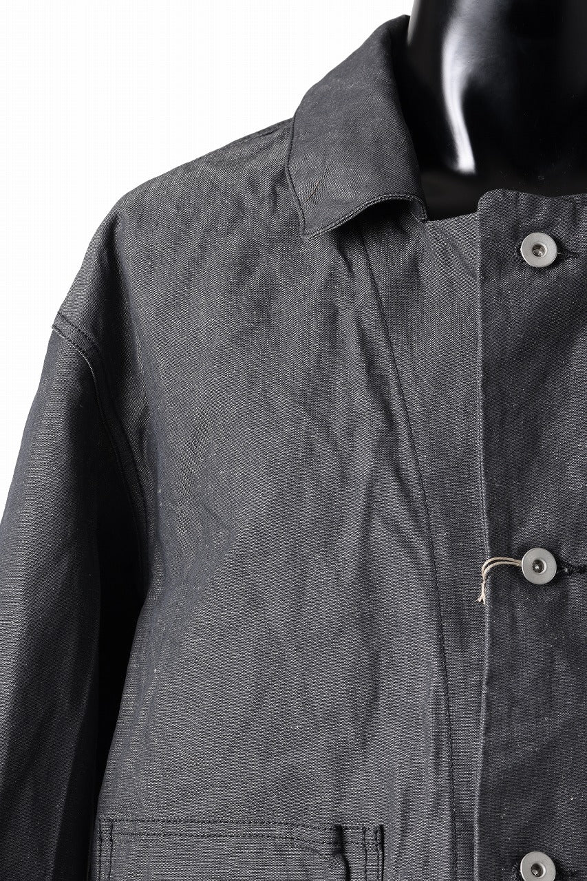 画像をギャラリービューアに読み込む, KLASICA "SOLO WOOD" LOOSE FIT SHORT COVER ALL / 9.7oz COTTON x LINEN CHAMBRAY (GRAY DENIM)