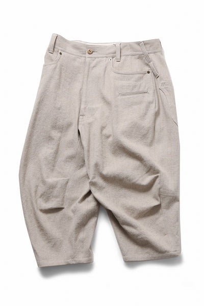 beauty : beast 8Q PUSSY PANTS / COTTON FLAX TWILL (BEIGE)