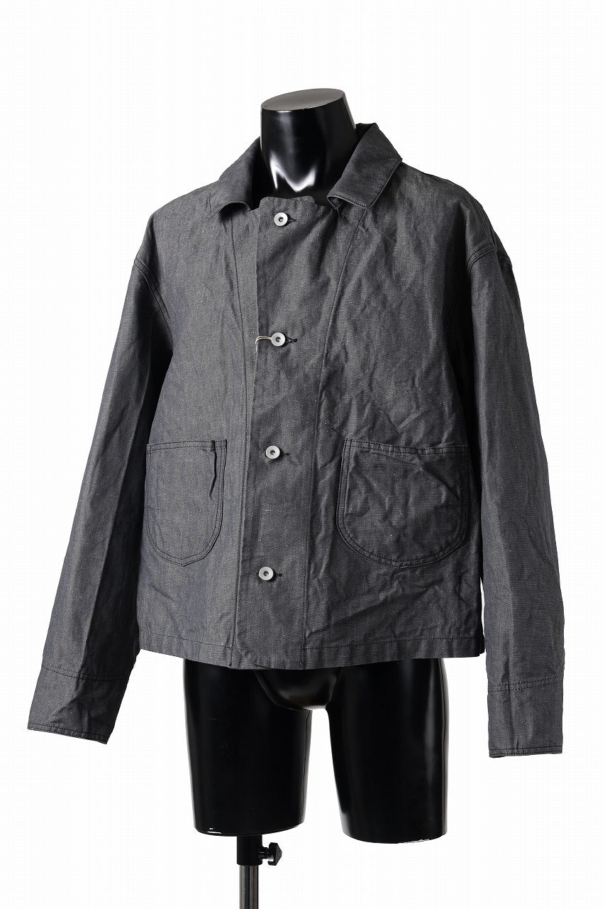 画像をギャラリービューアに読み込む, KLASICA "SOLO WOOD" LOOSE FIT SHORT COVER ALL / 9.7oz COTTON x LINEN CHAMBRAY (GRAY DENIM)