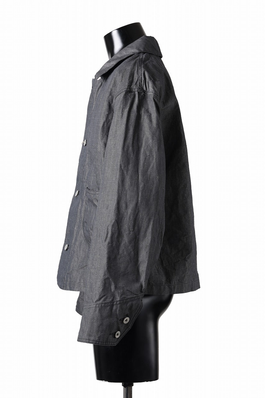 画像をギャラリービューアに読み込む, KLASICA "SOLO WOOD" LOOSE FIT SHORT COVER ALL / 9.7oz COTTON x LINEN CHAMBRAY (GRAY DENIM)