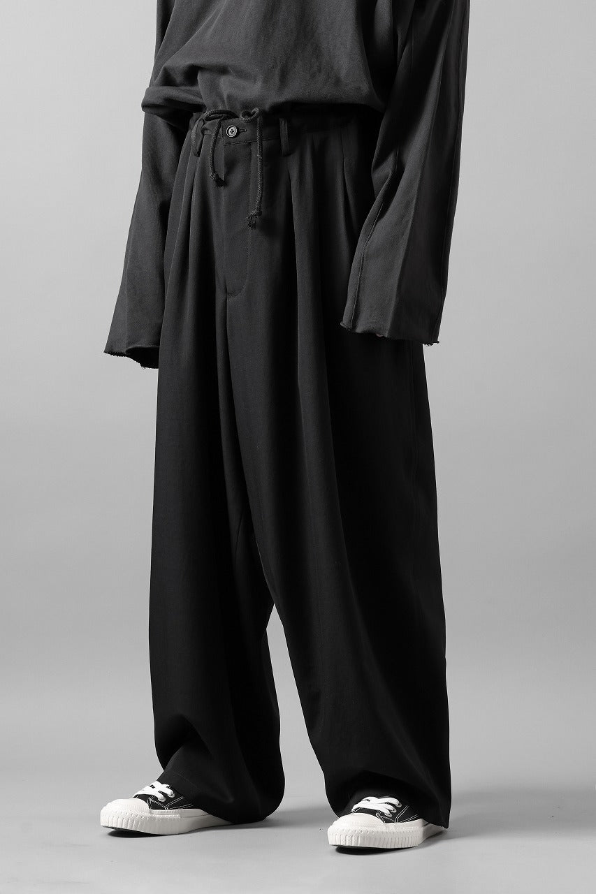 画像をギャラリービューアに読み込む, Y's for men 12 TACK WAIST PANTS / WRINKLE WOOL GABARDINE (BLACK)