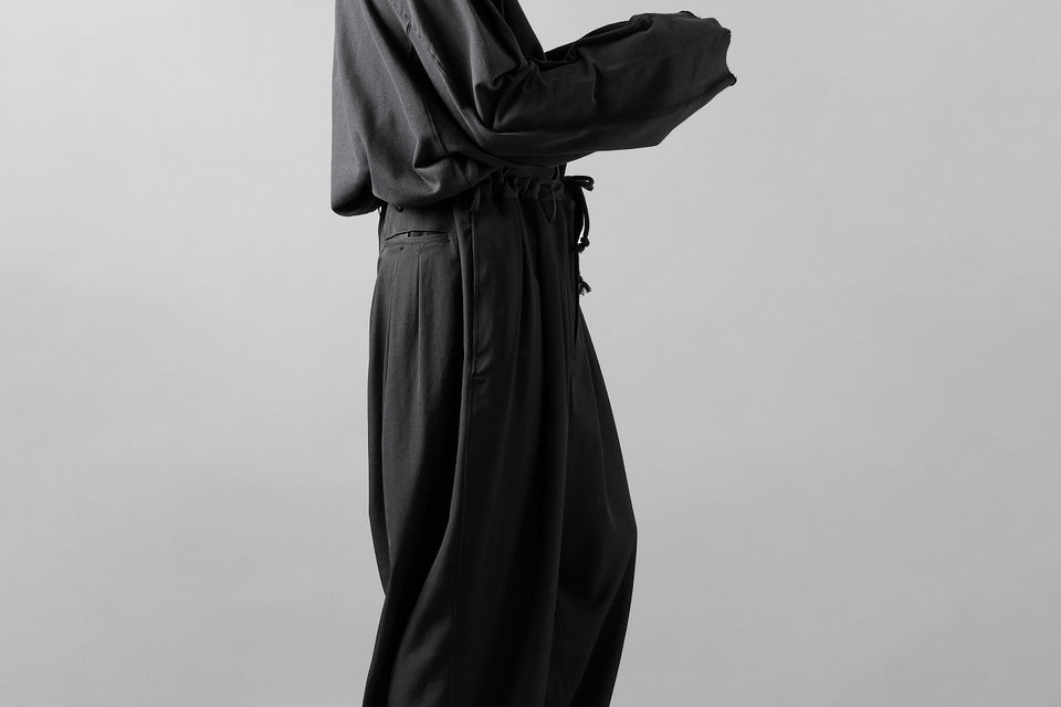 画像をギャラリービューアに読み込む, Y's for men 12 TACK WAIST PANTS / WRINKLE WOOL GABARDINE (BLACK)