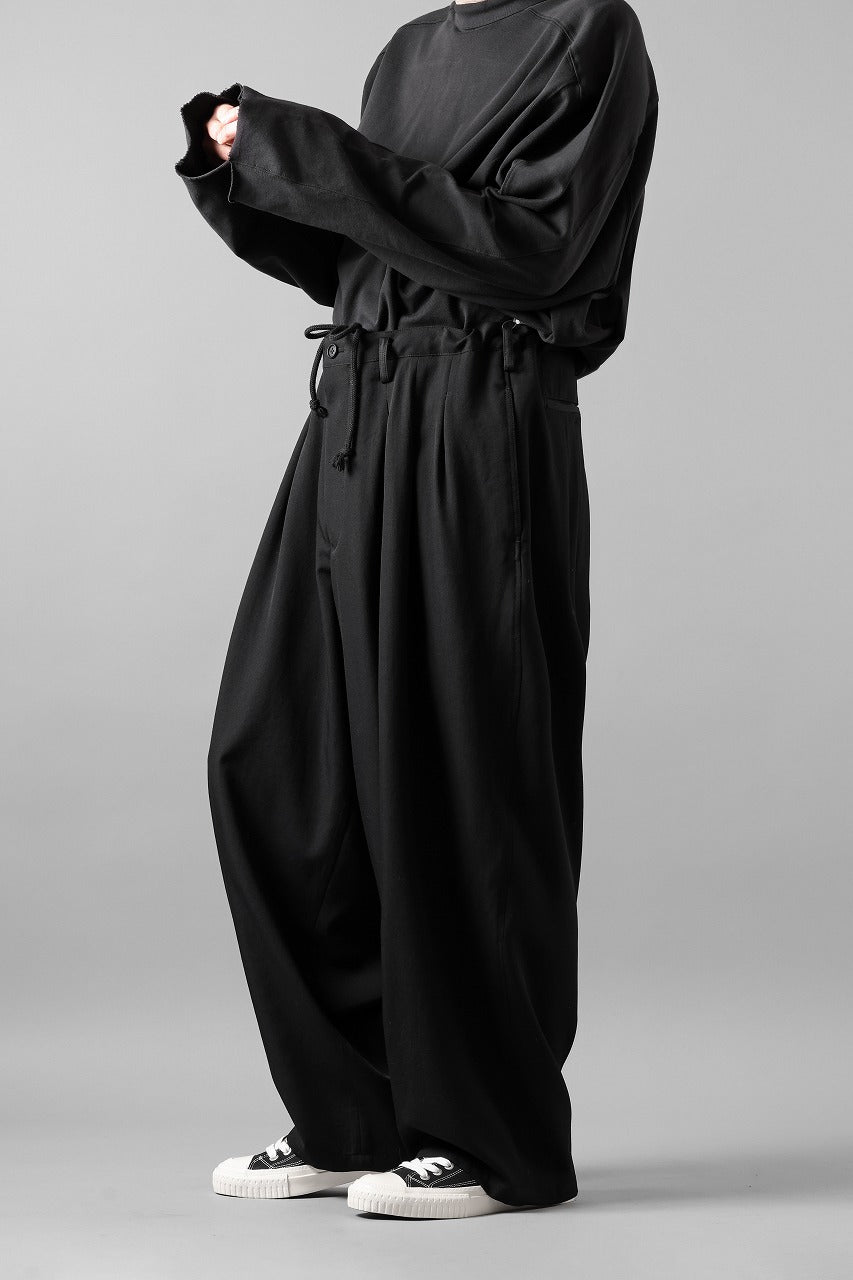 画像をギャラリービューアに読み込む, Y's for men 12 TACK WAIST PANTS / WRINKLE WOOL GABARDINE (BLACK)