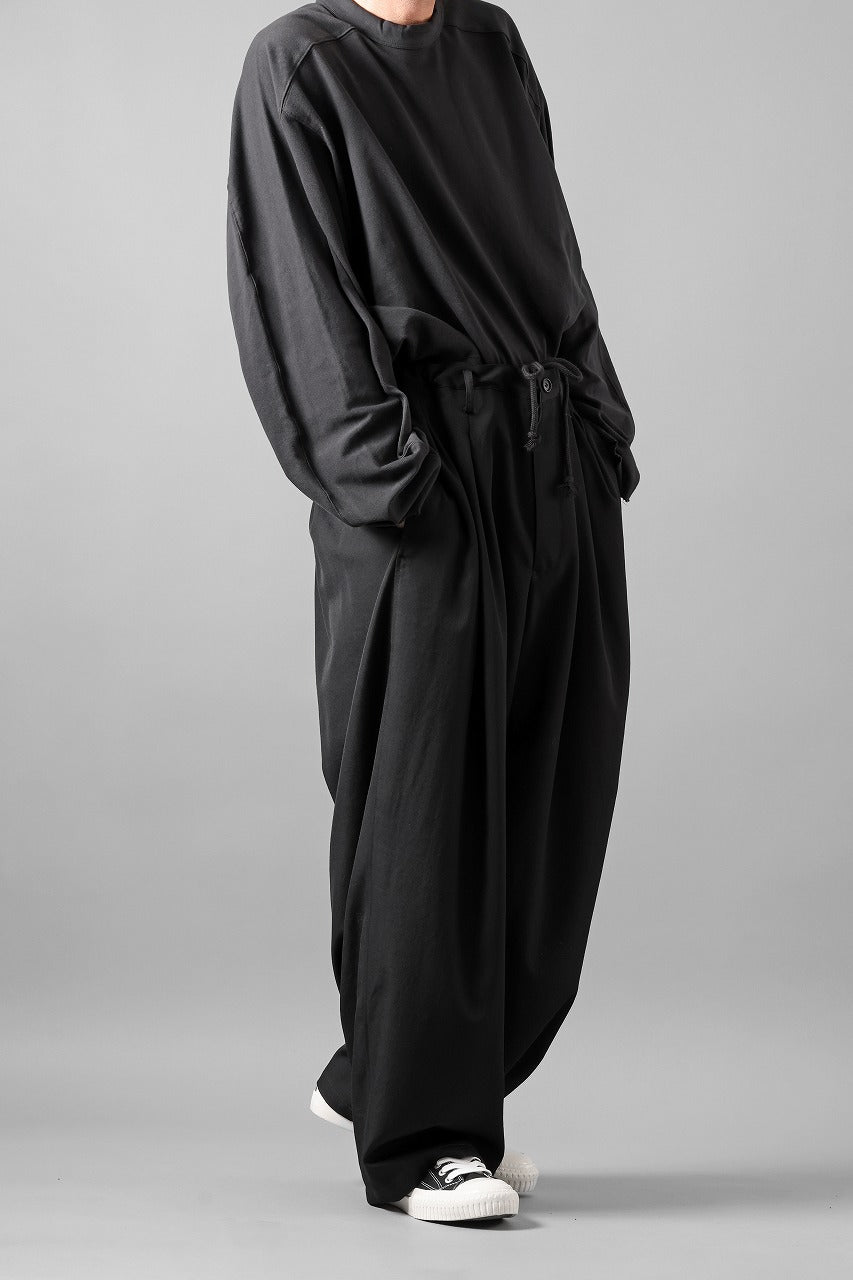 画像をギャラリービューアに読み込む, Y's for men 12 TACK WAIST PANTS / WRINKLE WOOL GABARDINE (BLACK)