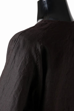 画像をギャラリービューアに読み込む, KLASICA "SH-044" SPLIT RAGLAN COLLAR LESS SHIRTS / BENGARA & SUMI COATED LINEN (BENGARA)