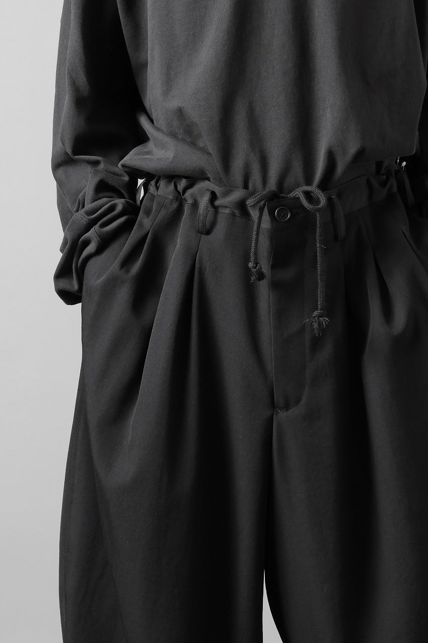 画像をギャラリービューアに読み込む, Y's for men 12 TACK WAIST PANTS / WRINKLE WOOL GABARDINE (BLACK)