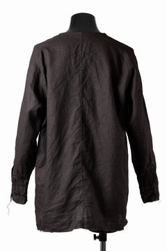 画像をギャラリービューアに読み込む, KLASICA "SH-044" SPLIT RAGLAN COLLAR LESS SHIRTS / BENGARA & SUMI COATED LINEN (BENGARA)