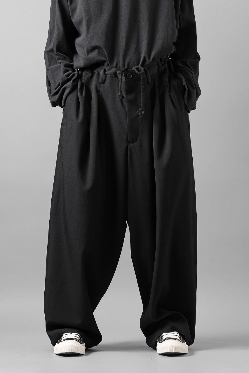 画像をギャラリービューアに読み込む, Y's for men 12 TACK WAIST PANTS / WRINKLE WOOL GABARDINE (BLACK)