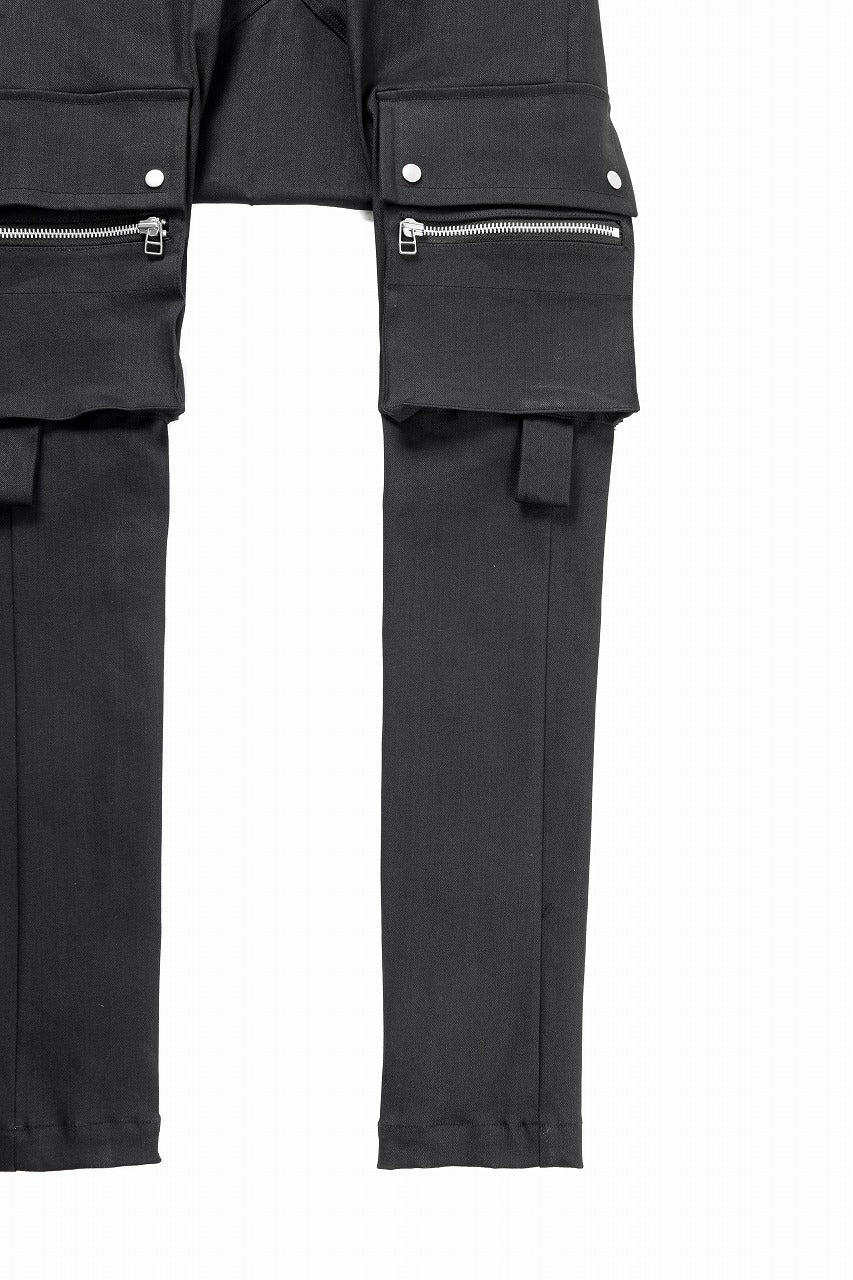 画像をギャラリービューアに読み込む, A.F ARTEFACT FLAP ZIP SARROUEL SKINNY PANTS / HI-STRETCH DENIM (BLACK)