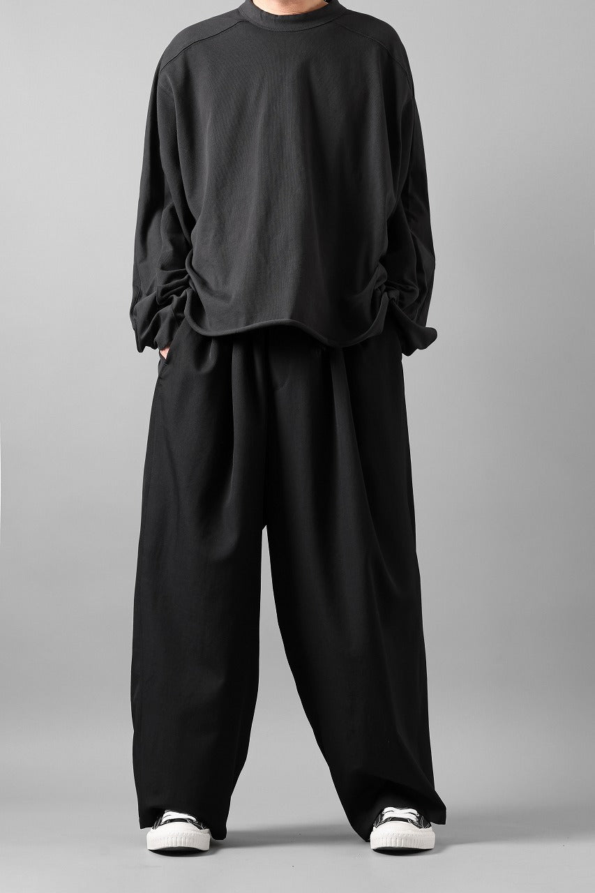 画像をギャラリービューアに読み込む, Y's for men 12 TACK WAIST PANTS / WRINKLE WOOL GABARDINE (BLACK)
