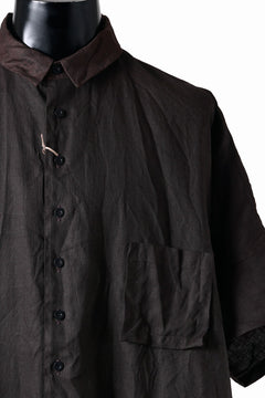 画像をギャラリービューアに読み込む, KLASICA "SH-047" EXTRA DROPPED 1/2 SLEEVE SHIRTS / BENGARA & SUMI COATED LINEN (BENGARA)