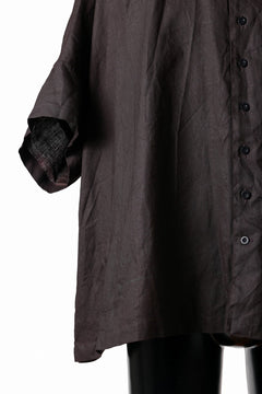 画像をギャラリービューアに読み込む, KLASICA "SH-047" EXTRA DROPPED 1/2 SLEEVE SHIRTS / BENGARA & SUMI COATED LINEN (BENGARA)