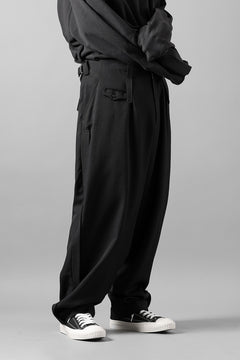画像をギャラリービューアに読み込む, Y's for men WITH DECORATIVE CLOTH TAPERED PANTS / WRINKLE WOOL GABARDINE (BLACK)