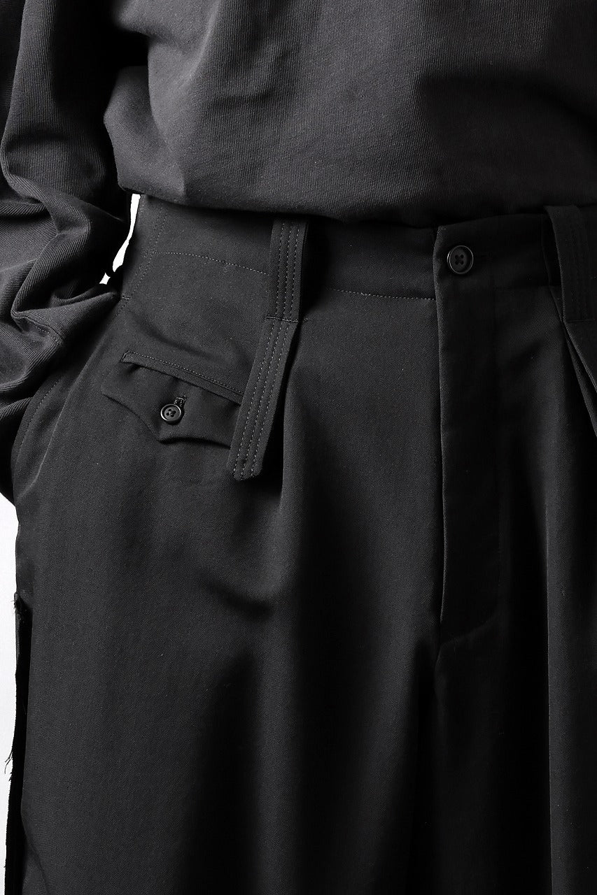 画像をギャラリービューアに読み込む, Y's for men WITH DECORATIVE CLOTH TAPERED PANTS / WRINKLE WOOL GABARDINE (BLACK)