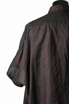 画像をギャラリービューアに読み込む, KLASICA "SH-047" EXTRA DROPPED 1/2 SLEEVE SHIRTS / BENGARA & SUMI COATED LINEN (BENGARA)