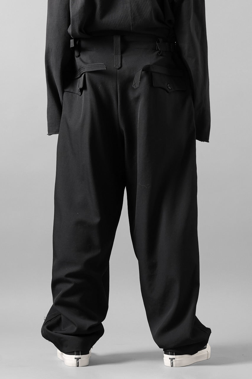 画像をギャラリービューアに読み込む, Y's for men WITH DECORATIVE CLOTH TAPERED PANTS / WRINKLE WOOL GABARDINE (BLACK)
