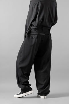 画像をギャラリービューアに読み込む, Y's for men WITH DECORATIVE CLOTH TAPERED PANTS / WRINKLE WOOL GABARDINE (BLACK)
