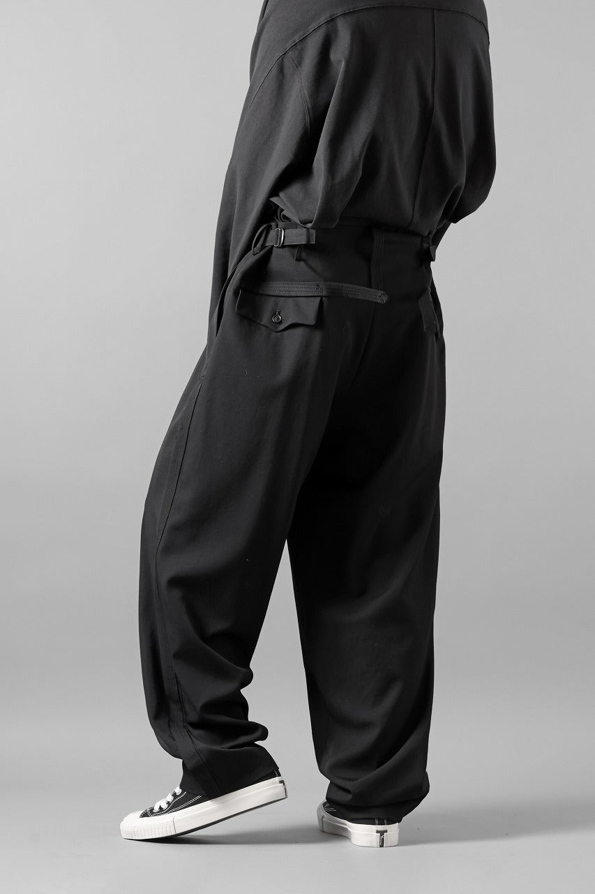 画像をギャラリービューアに読み込む, Y's for men WITH DECORATIVE CLOTH TAPERED PANTS / WRINKLE WOOL GABARDINE (BLACK)