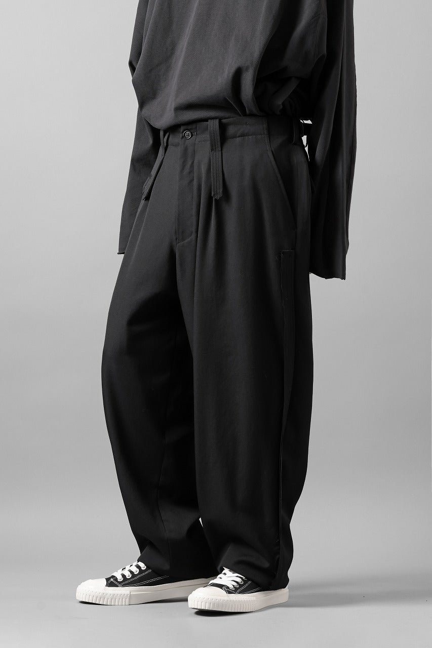 画像をギャラリービューアに読み込む, Y's for men WITH DECORATIVE CLOTH TAPERED PANTS / WRINKLE WOOL GABARDINE (BLACK)
