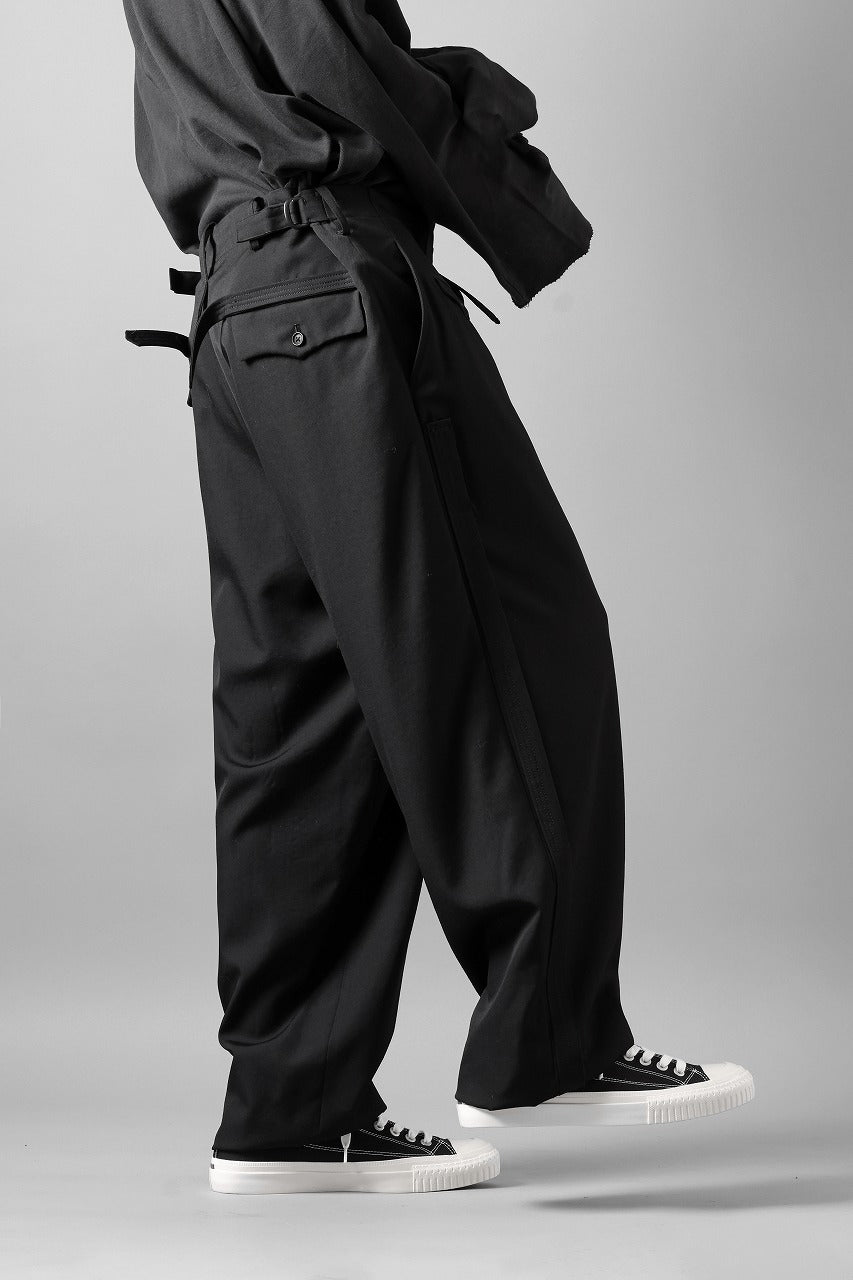 画像をギャラリービューアに読み込む, Y's for men WITH DECORATIVE CLOTH TAPERED PANTS / WRINKLE WOOL GABARDINE (BLACK)