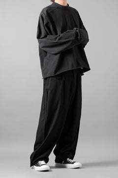 画像をギャラリービューアに読み込む, Y's for men WITH DECORATIVE CLOTH TAPERED PANTS / WRINKLE WOOL GABARDINE (BLACK)