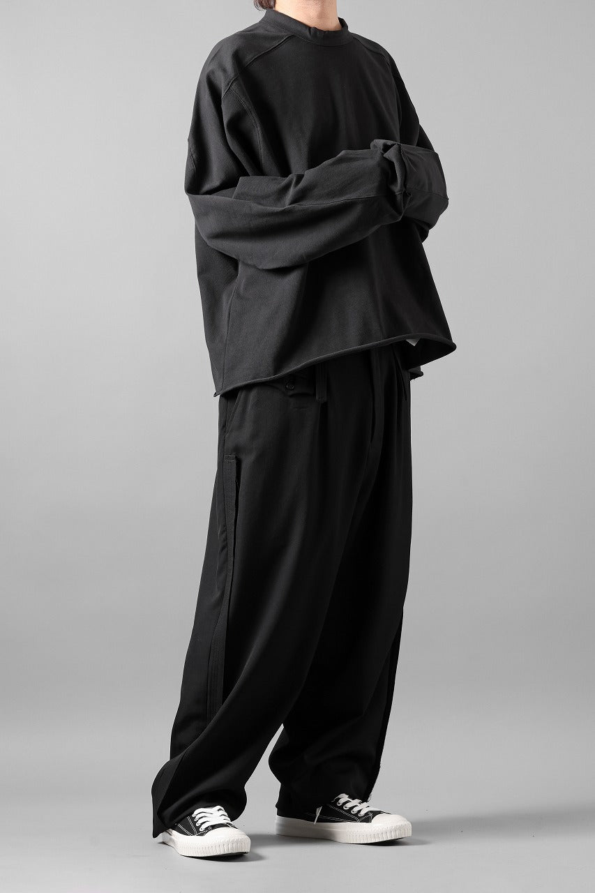 画像をギャラリービューアに読み込む, Y's for men WITH DECORATIVE CLOTH TAPERED PANTS / WRINKLE WOOL GABARDINE (BLACK)