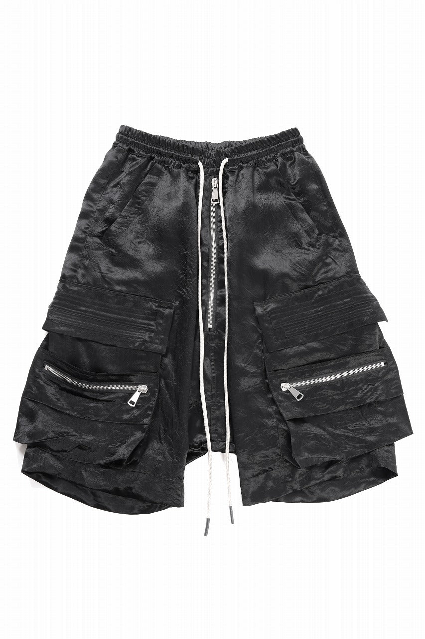 画像をギャラリービューアに読み込む, A.F ARTEFACT SATIN LOWCROTCH MILITARY WIDE SHORTS (BLACK)