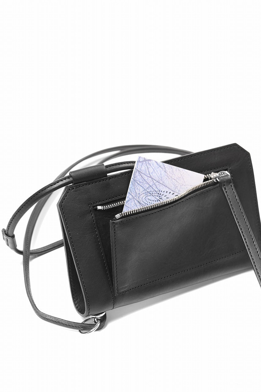 画像をギャラリービューアに読み込む, KLASICA "FLOW" MOBILE POUCH / FVT ITALIAN COW LEATHER (BLACK x SILVER)
