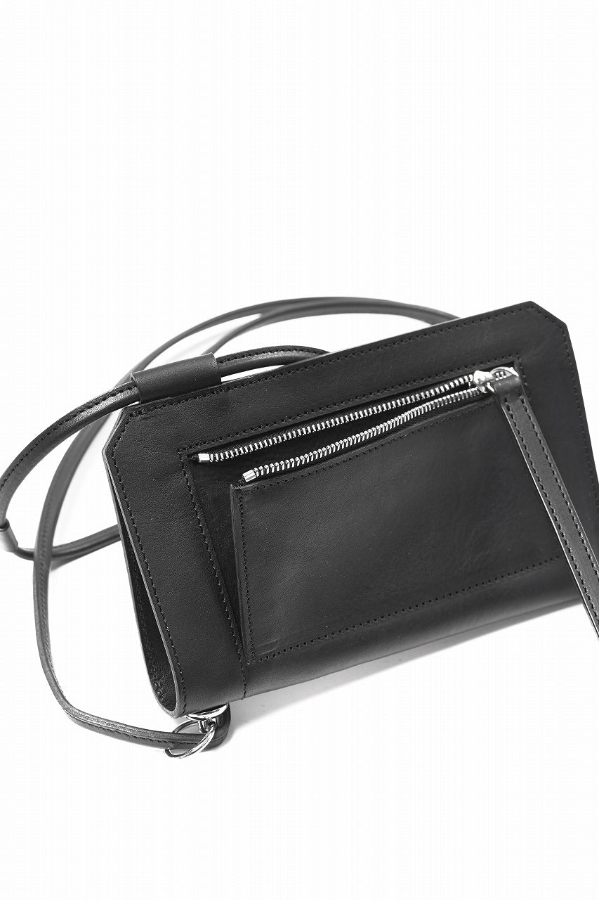 画像をギャラリービューアに読み込む, KLASICA "FLOW" MOBILE POUCH / FVT ITALIAN COW LEATHER (BLACK x SILVER)