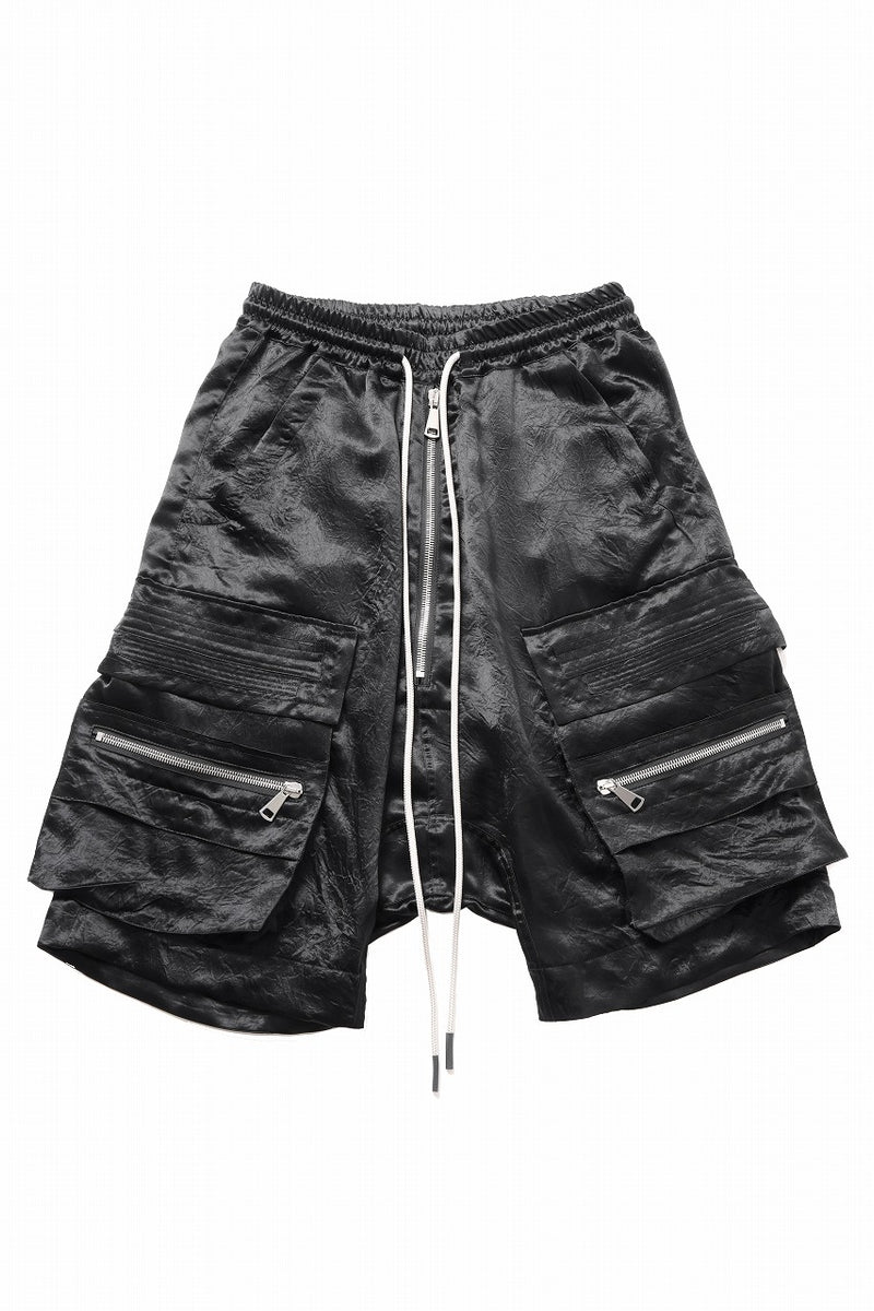 A.F ARTEFACT LOW CROTCH MILITARY WIDE SHORTS / SATIN (BLACK A.F ARTEFACT LOW CROTCH MILITARY WIDE SHORTS / SATIN (BLACK
