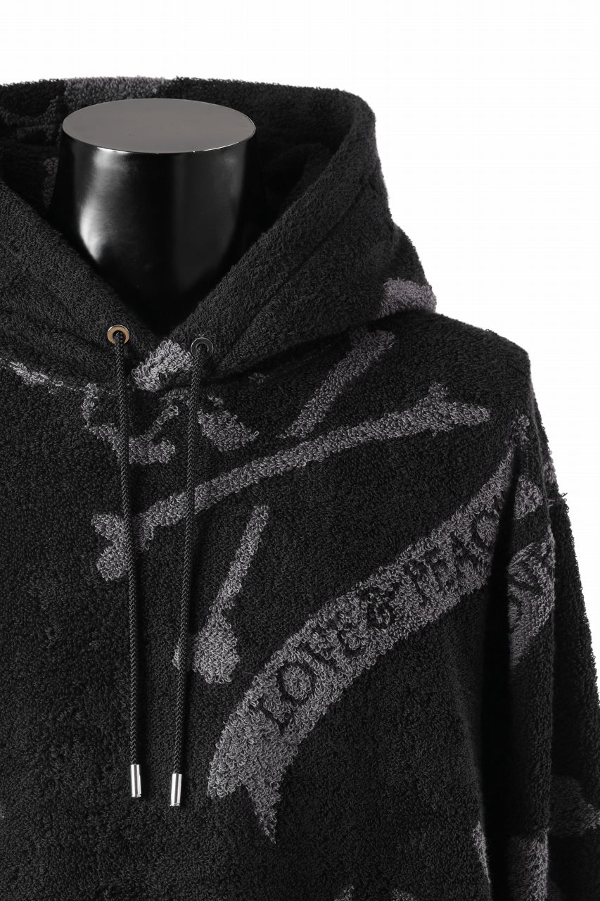 MASTERMIND WORLD TERRY CLOTH HOODIE / REGULAR FIT (BLACK x CHARCOAL)