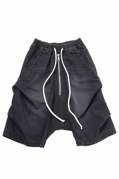 A.F ARTEFACT TUCK SHORTS / FADED DENIM (BLACK)