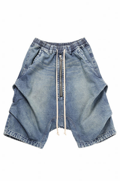 A.F ARTEFACT TUCK SHORTS / FADED DENIM (INDIGO)