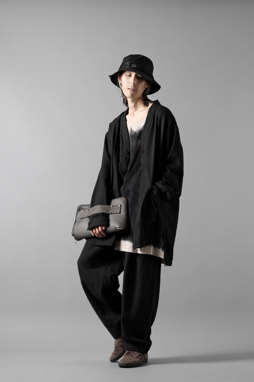 Load image into Gallery viewer, COLINA CARDIGAN SHIRT / SILK & LINEN GABARDINE (BLACK)