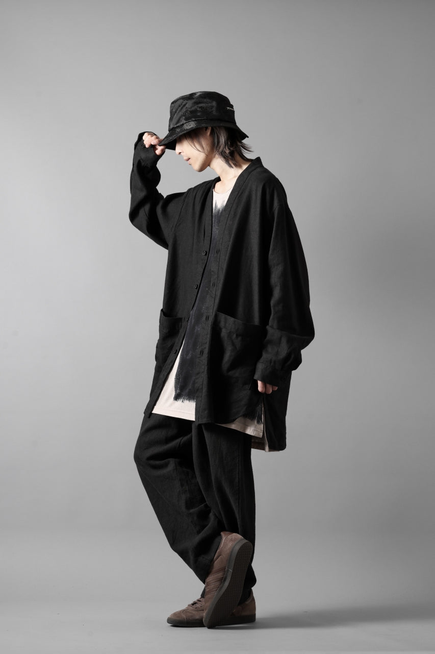Load image into Gallery viewer, COLINA CARDIGAN SHIRT / SILK & LINEN GABARDINE (BLACK)