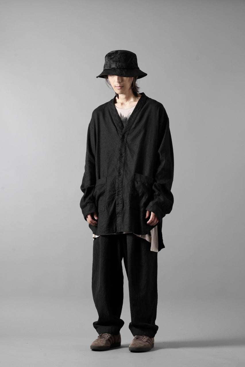 Load image into Gallery viewer, COLINA CARDIGAN SHIRT / SILK & LINEN GABARDINE (BLACK)